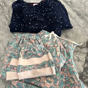 Two complete sets sundry outfits. Floral sweatshirt is a hoody